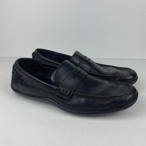 Born Handcrafted Black Pebbled Leather Slip-On Penny Loafers Driving Shoes Sz 10